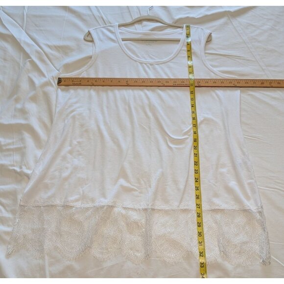 Soft Surroundings White Tank Top Lace Hem 2X Womens Plus Size long - Picture 8 of 11